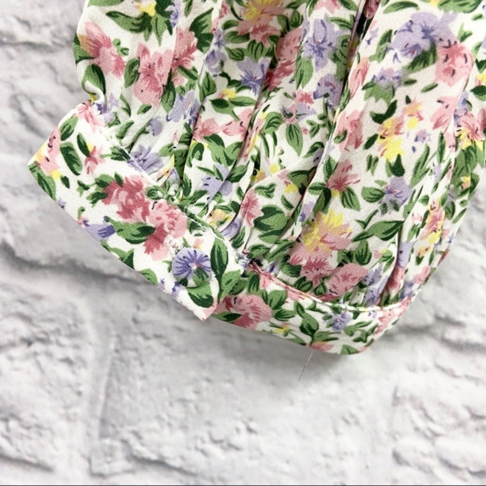 Lulus Womens Even Sweeter Floral Print Crop Top Size M 3/4 Sleeve White NWT - Picture 9 of 10